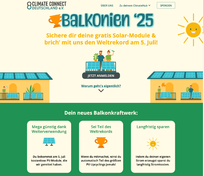 Weltrekordversuch PV-Upcycling von Climate Connect am 5. Juli 2025