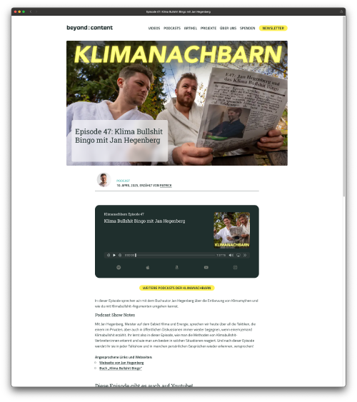 … und Podcast-Seiten aus